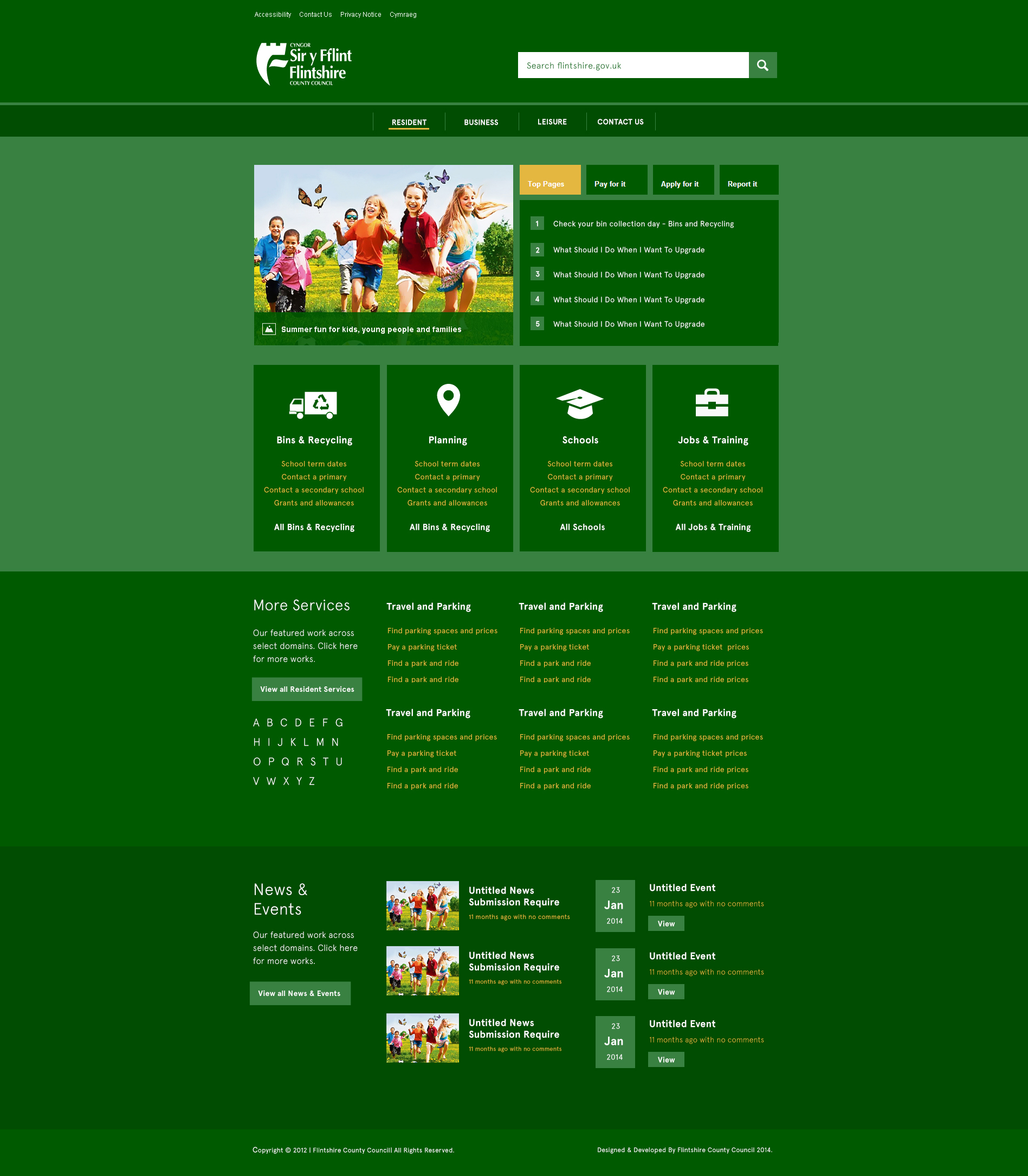 Image showcasing a conceptual layout of the flintshire couthy council website. 